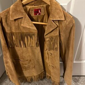 Beautiful tan/dark tan with fringes suede jacket never worn